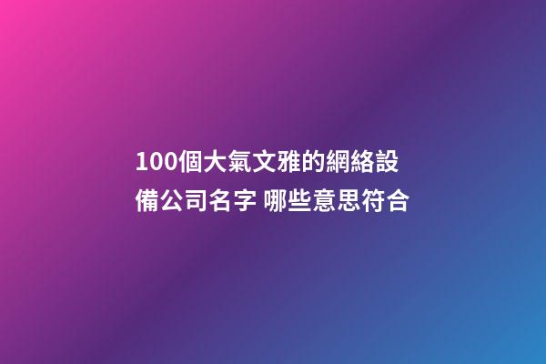 100個大氣文雅的網絡設備公司名字 哪些意思符合